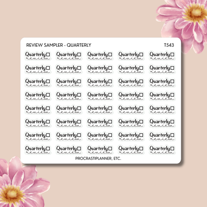 Weekly, Monthly, Quarterly Review Planner Stickers Sampler