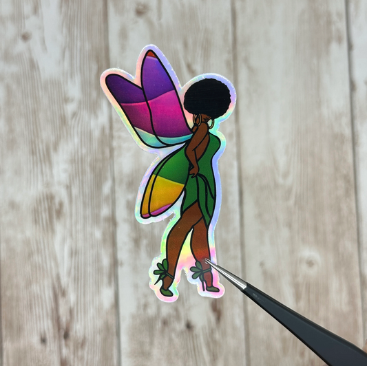 Afro Fairy Writing Muse Vinyl Sticker