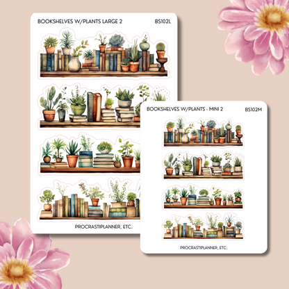 Bookshelves Sticker Strips with Decorative Plants 2