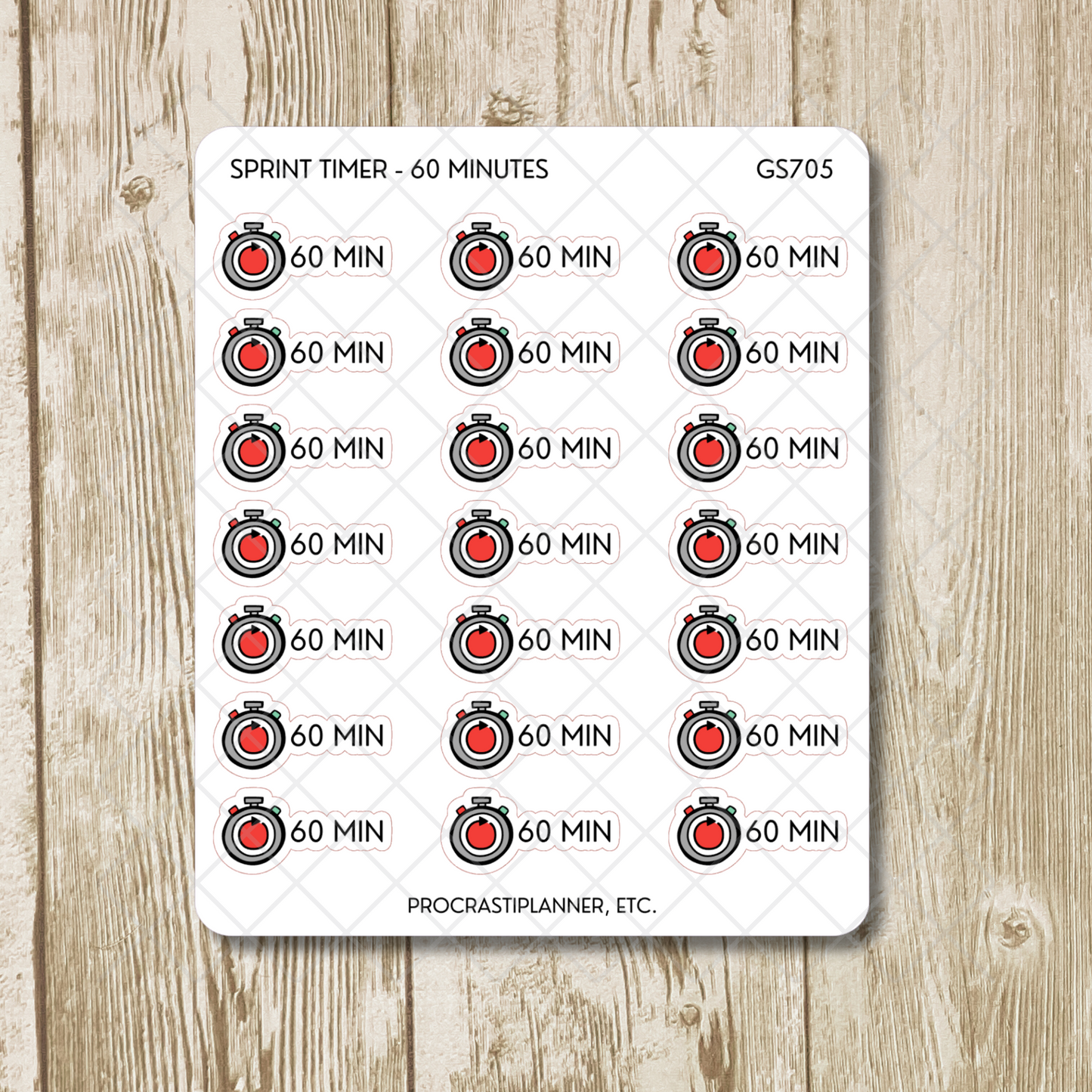 Sprint Timers 20/30/45/50/60 Min Productivity Tracking Planner Stickers