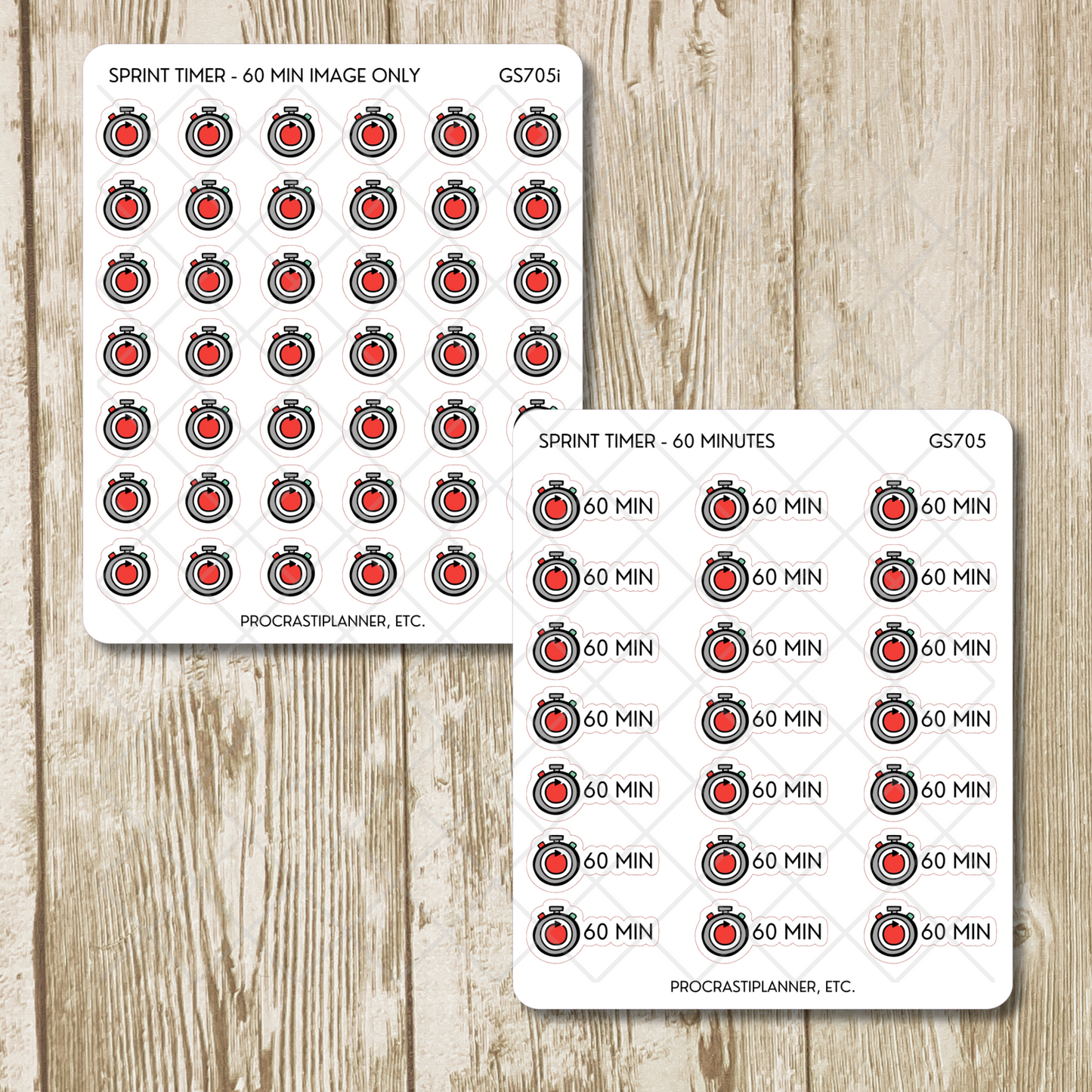 Sprint Timers 20/30/45/50/60 Min Productivity Tracking Planner Stickers