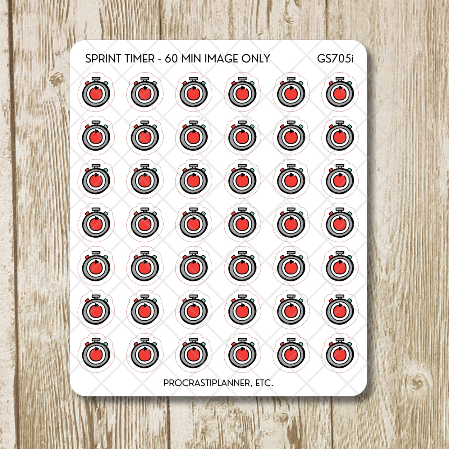 Sprint Timers 20/30/45/50/60 Min Productivity Tracking Planner Stickers