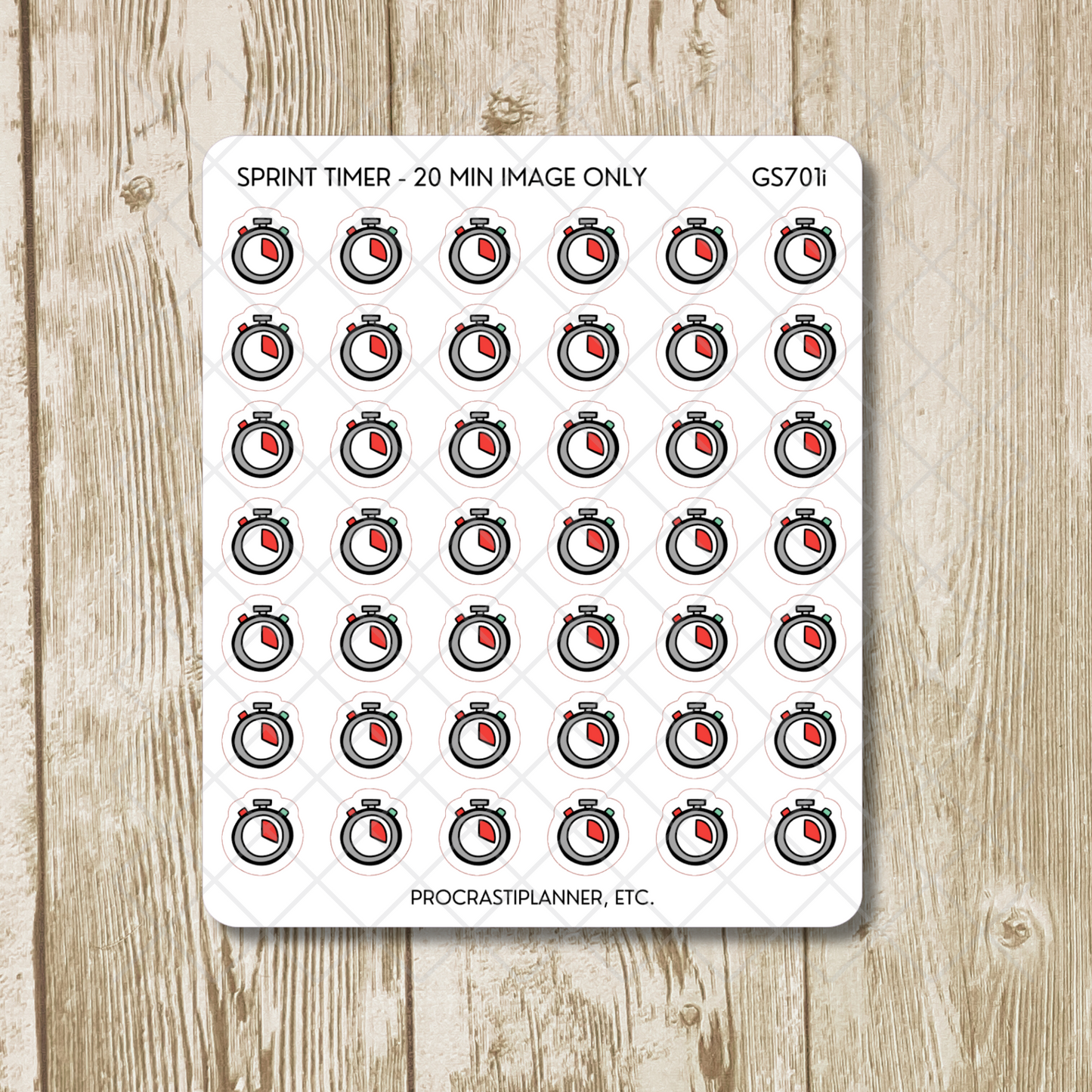 Sprint Timers 20/30/45/50/60 Min Productivity Tracking Planner Stickers