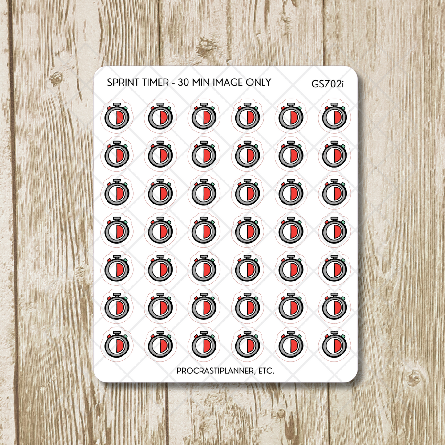 Sprint Timers 20/30/45/50/60 Min Productivity Tracking Planner Stickers