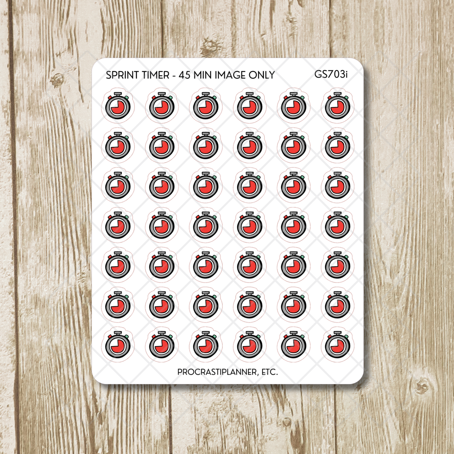 Sprint Timers 20/30/45/50/60 Min Productivity Tracking Planner Stickers