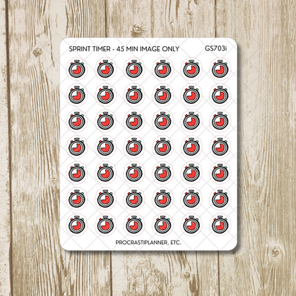 Sprint Timers 20/30/45/50/60 Min Productivity Tracking Planner Stickers