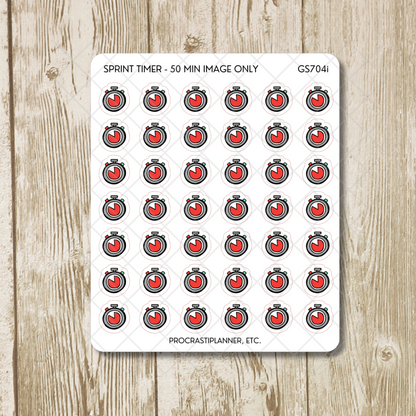 Sprint Timers 20/30/45/50/60 Min Productivity Tracking Planner Stickers