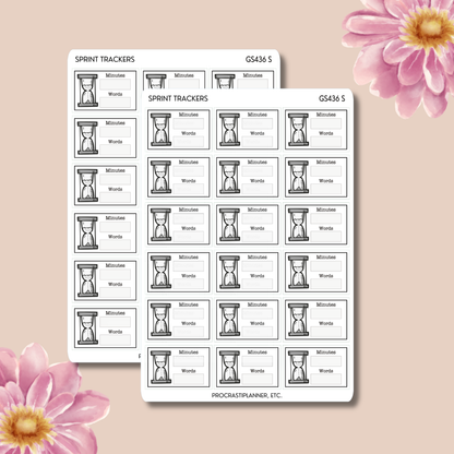 Word Count Sprint Trackers for Authors, Writers, Writing Sprints