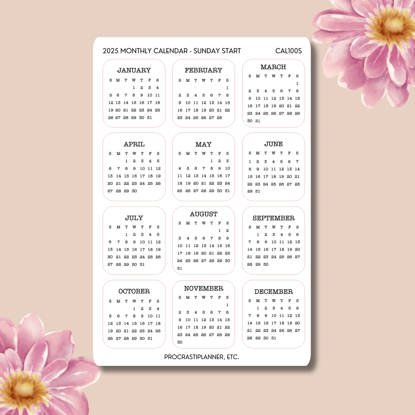 2025 Mini Calendars