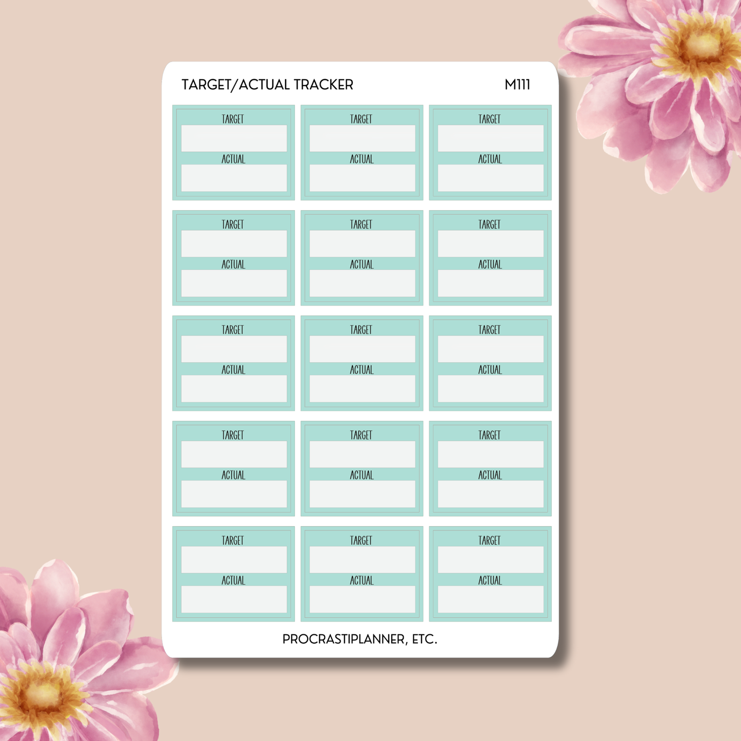 Target/Actual Tracking Sticker Sheet