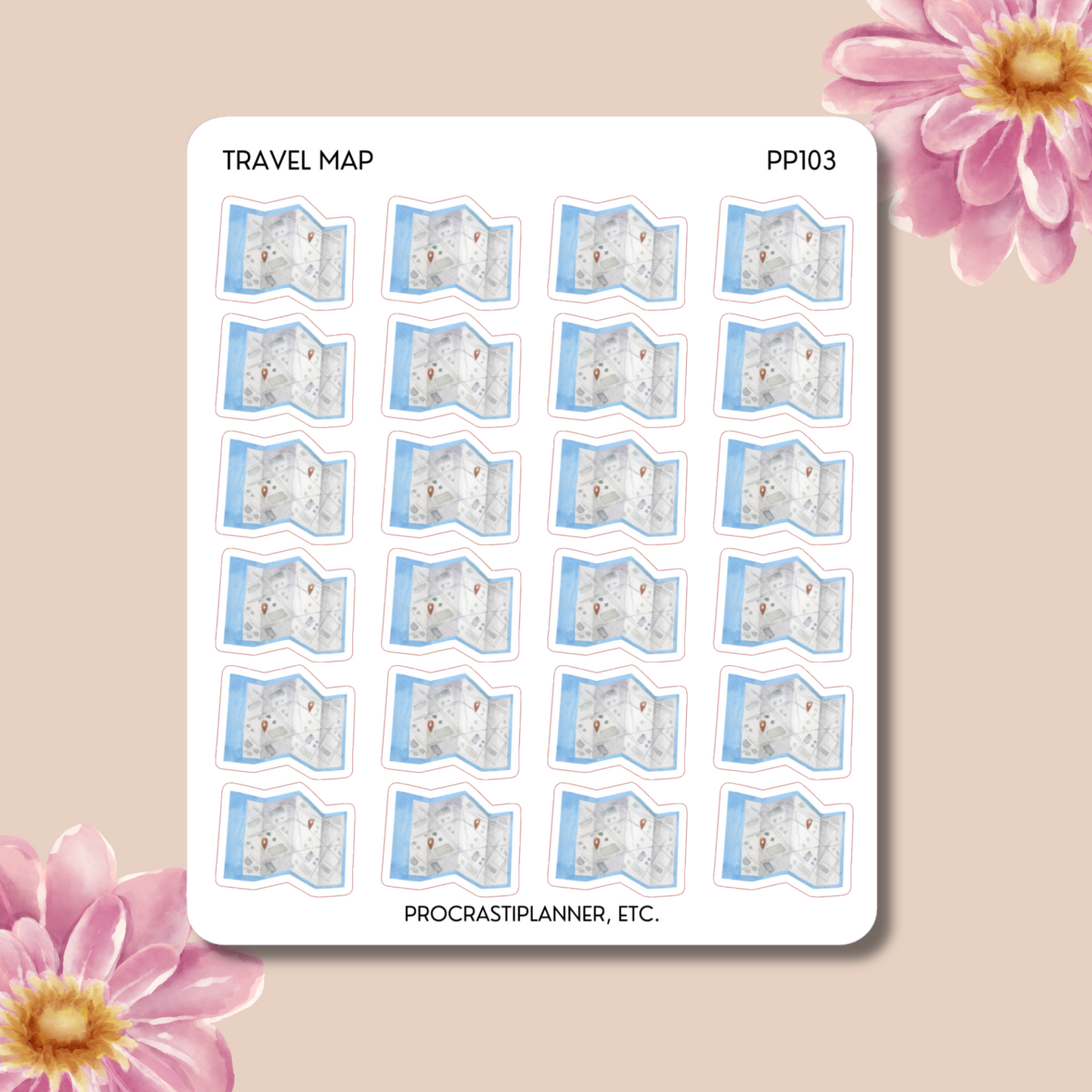 Travel Icons  - Map - Travel Related Planner Stickers