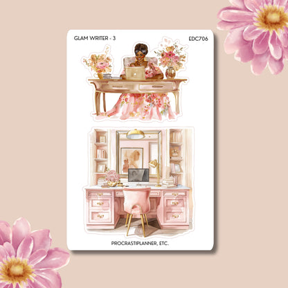 Glam Writer Planner Stickers | Elegant Writing Stickers for Authors, Novelists & Book Lovers | Luxury Writing Planner Stickers