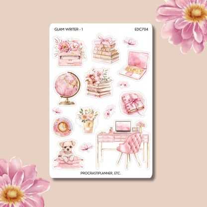 Glam Writer Planner Stickers | Elegant Writing Stickers for Authors, Novelists & Book Lovers | Luxury Writing Planner Stickers