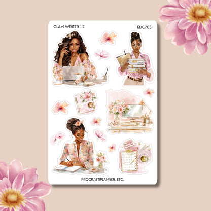 Glam Writer Planner Stickers | Elegant Writing Stickers for Authors, Novelists & Book Lovers | Luxury Writing Planner Stickers