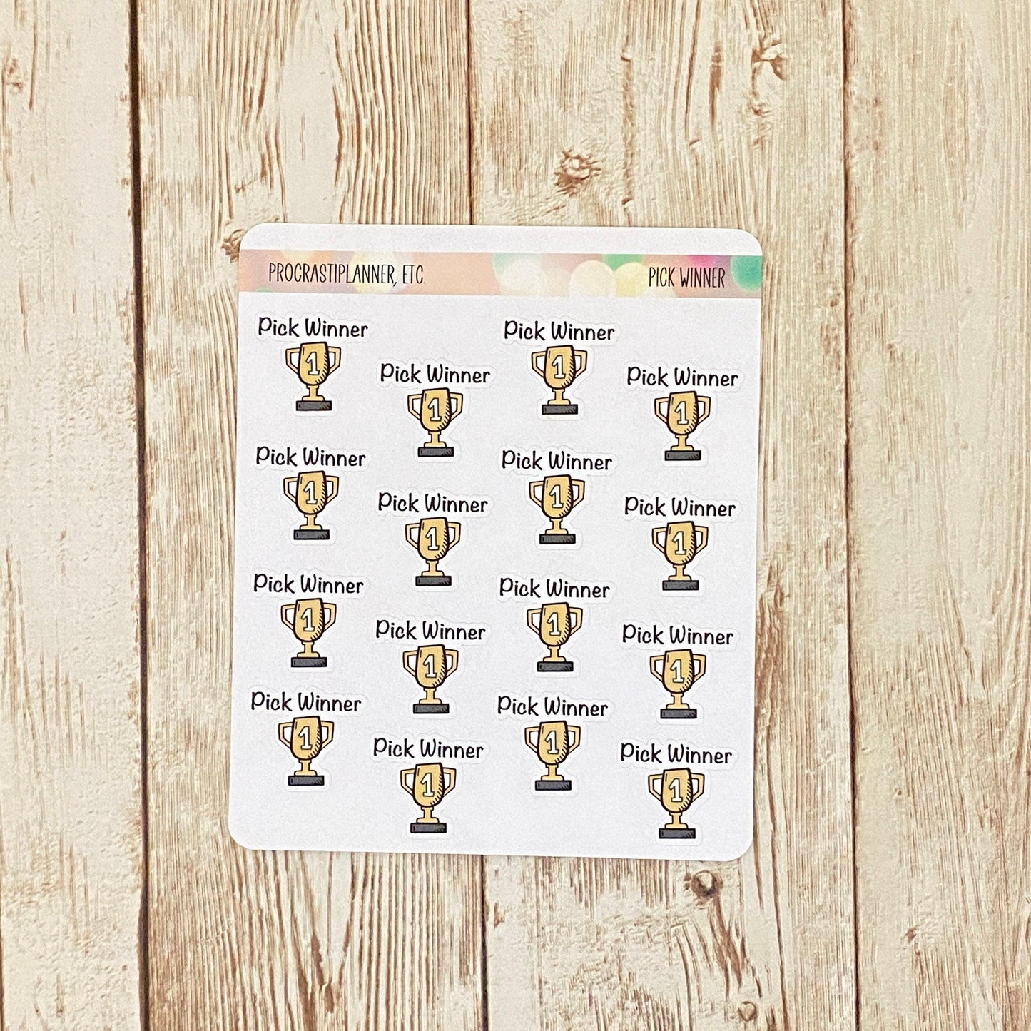 Pick Winner Trophy Planner Stickers for Authors, Writers, Bloggers