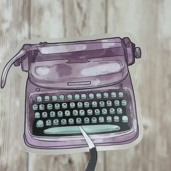 Purple Typewriter  - Clear Waterproof Sticker, Decal