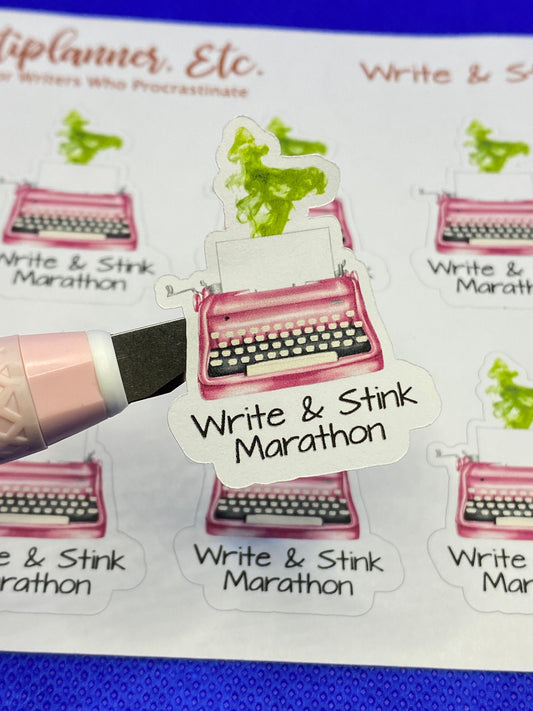 Writing Deadline Marathon Planner Stickers, Typewriter for Editing and Writing