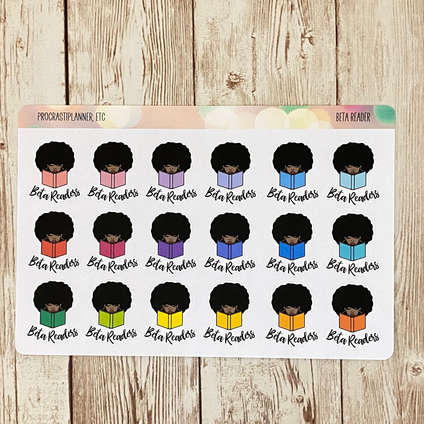 Beta Reader - African American Woman Reading a Book Planner Stickers