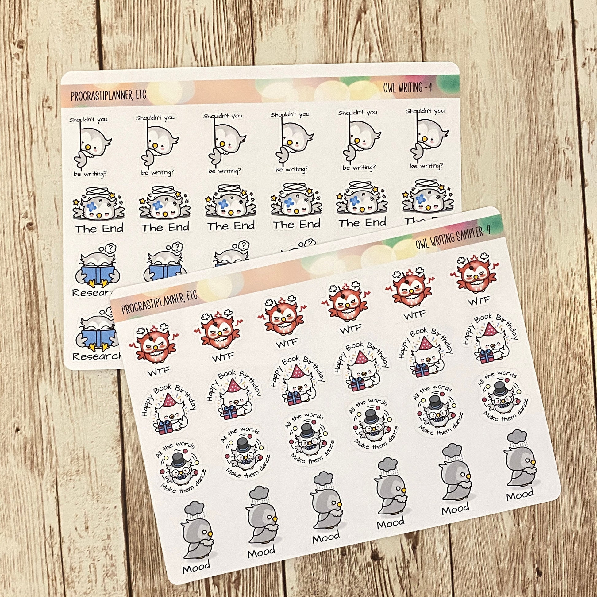 Owl Theme Planner Stickers for Writers, Students, Motivation