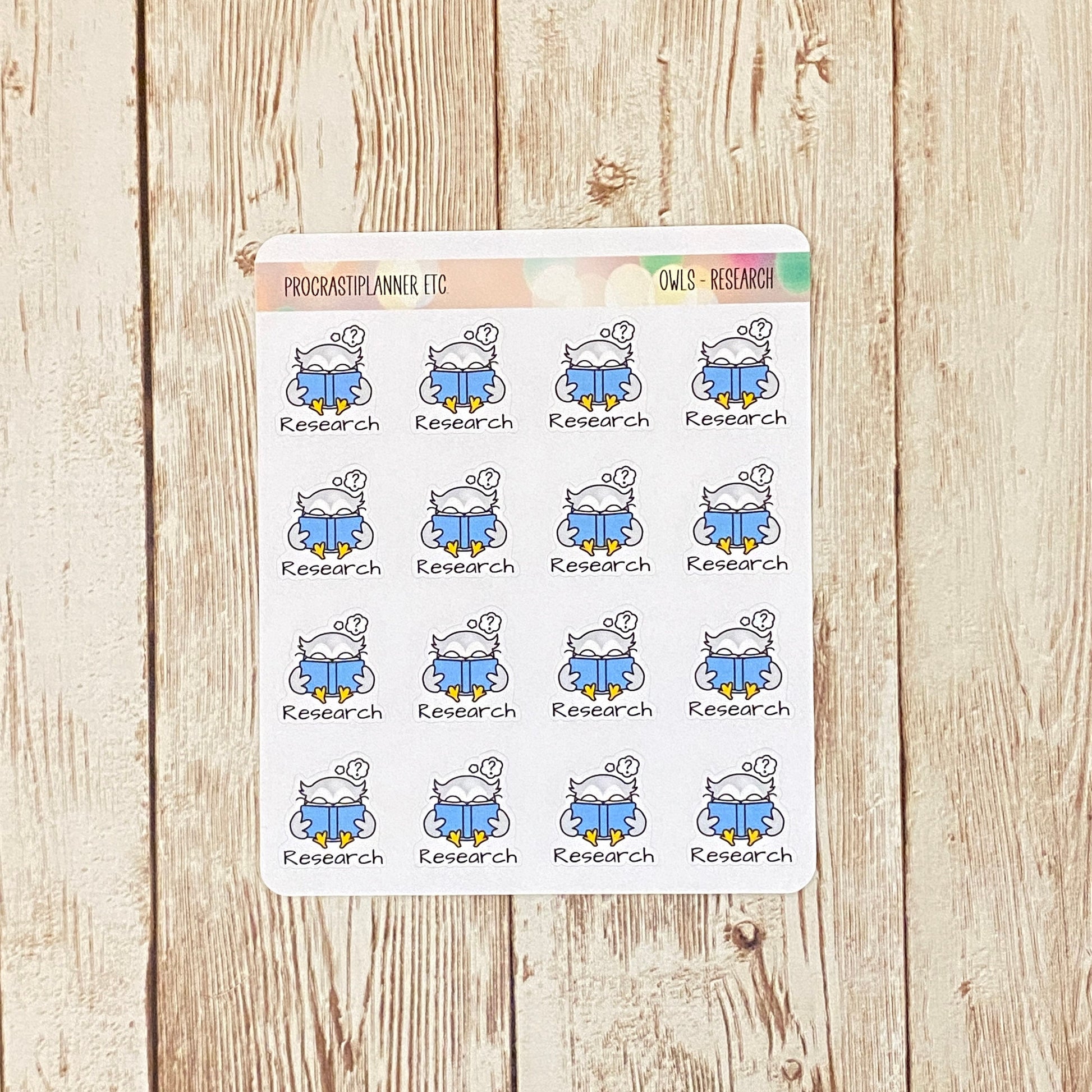 Owl Writing Theme - Research Planner Stickers