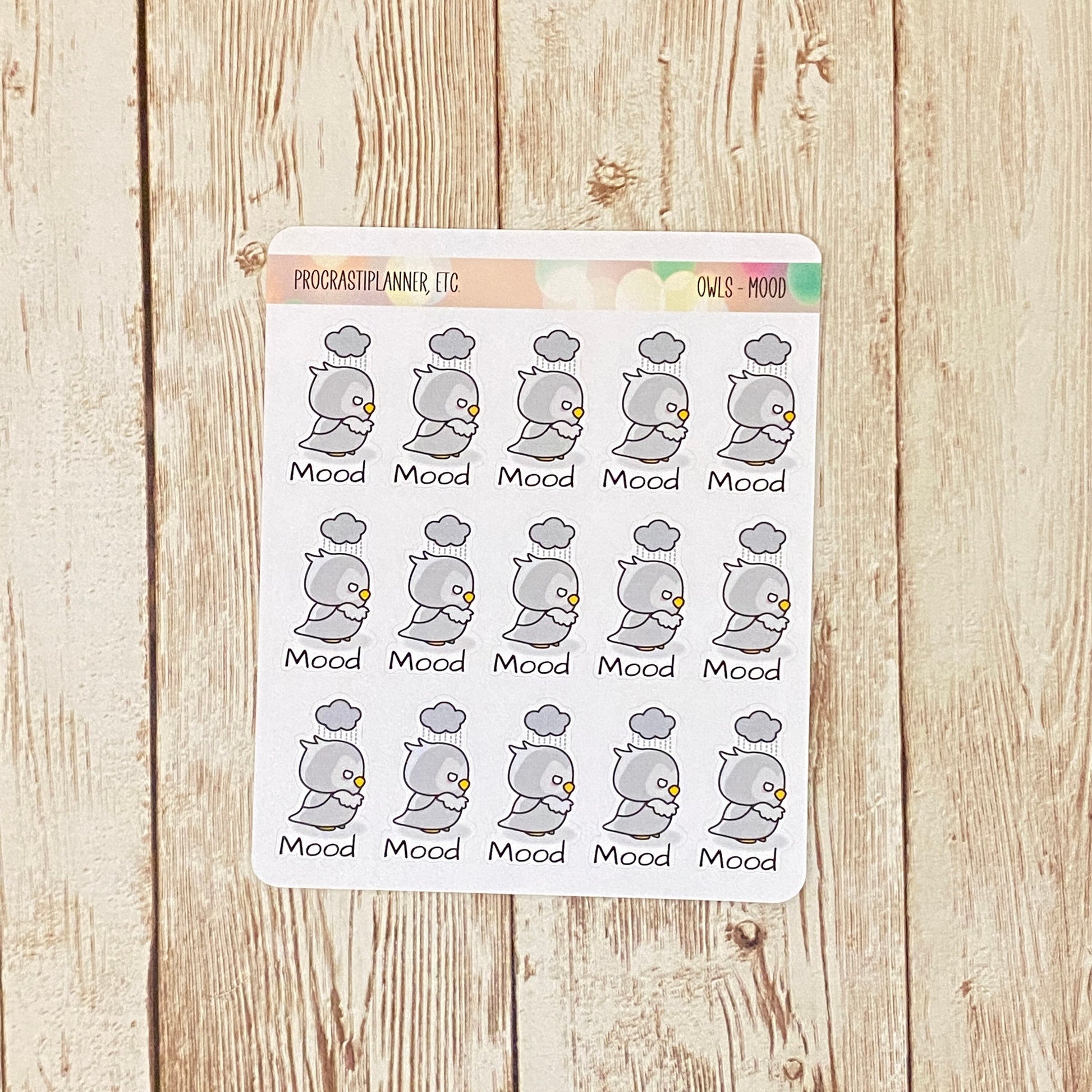 Owl Writing Theme - Mood Planner Stickers
