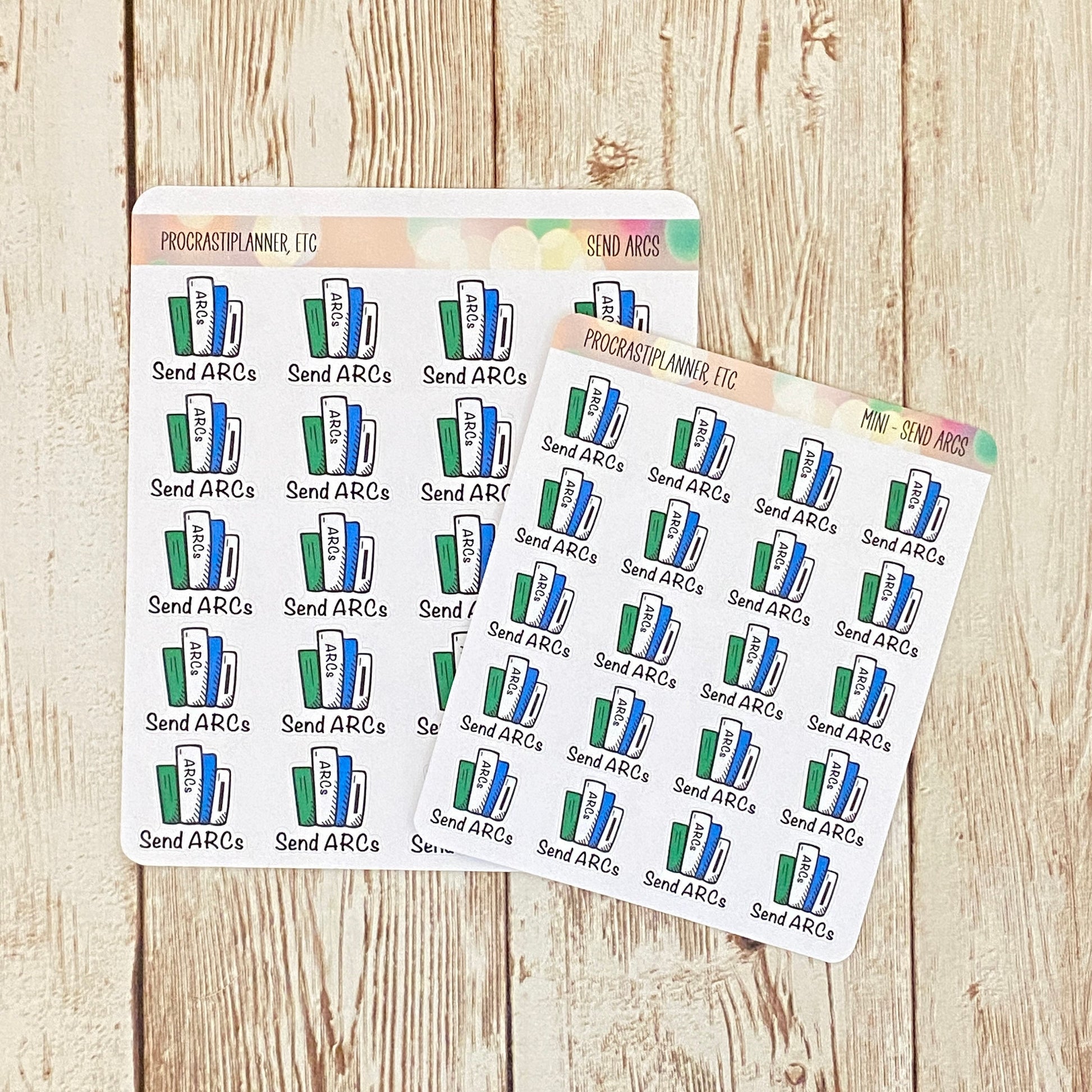 Send ARCs Book Launch Planner Stickers Regular and Mini Size