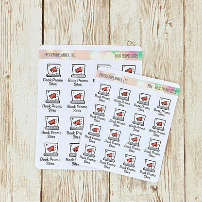 Book Promo Sites Book Launch Planner Stickers Regular and Mini Size