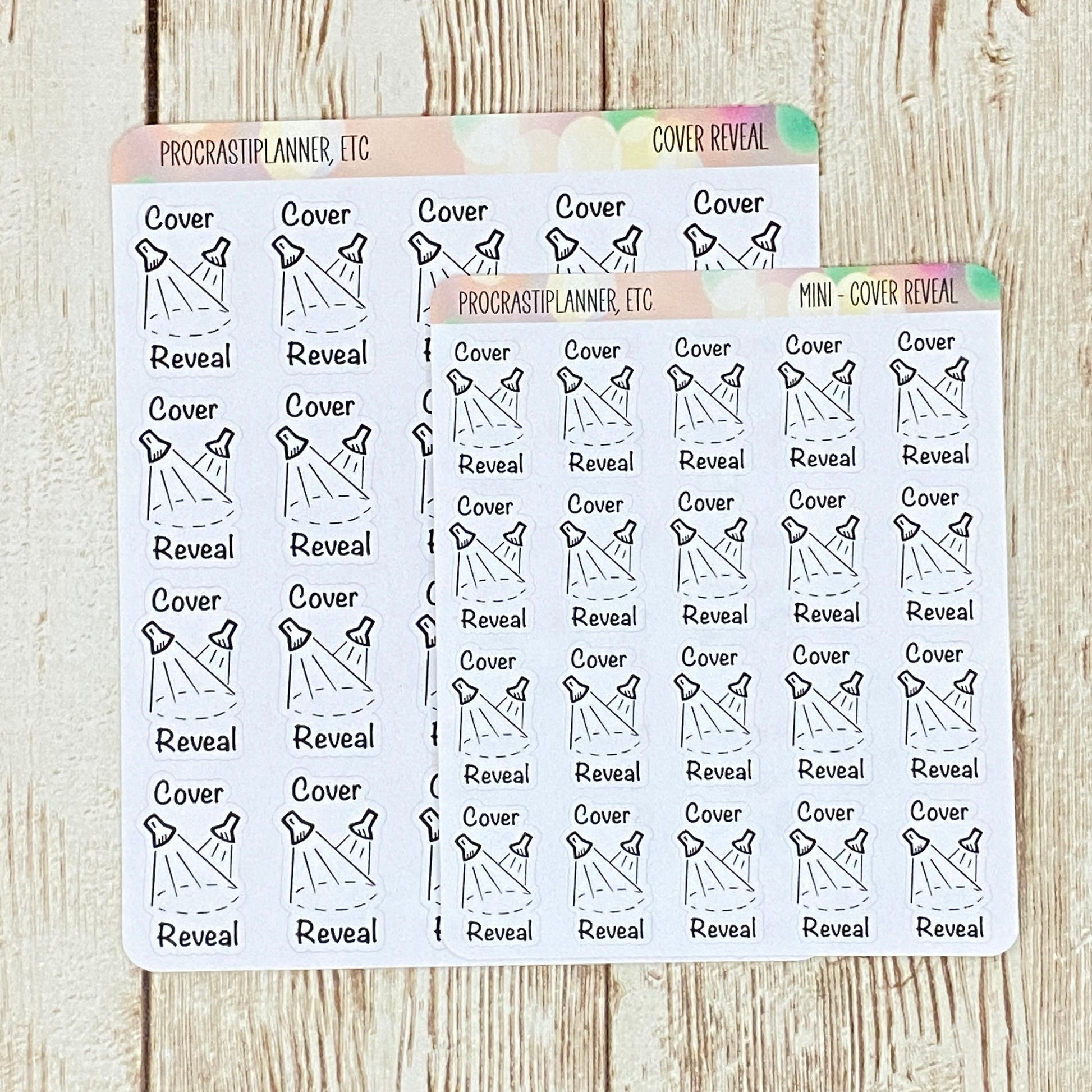 Cover Reveal Book Launch Planner Stickers Regular and Mini Size