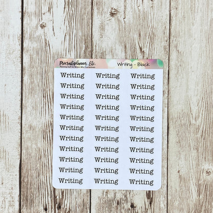 Text Only - Black Writing - Planner Stickers - Clear or White Matte Paper