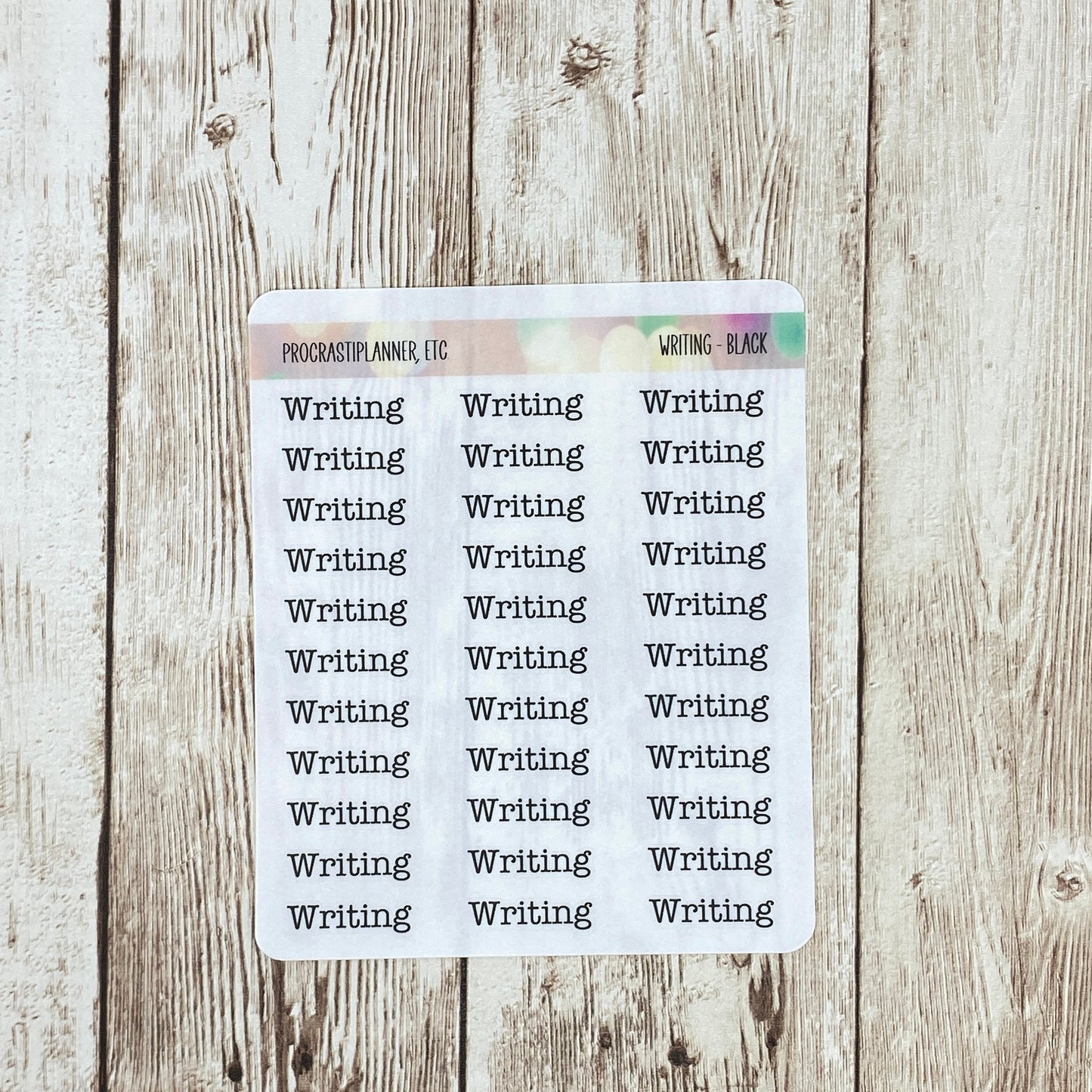 Text Only - Black Writing - Planner Stickers - Clear or White Matte Paper