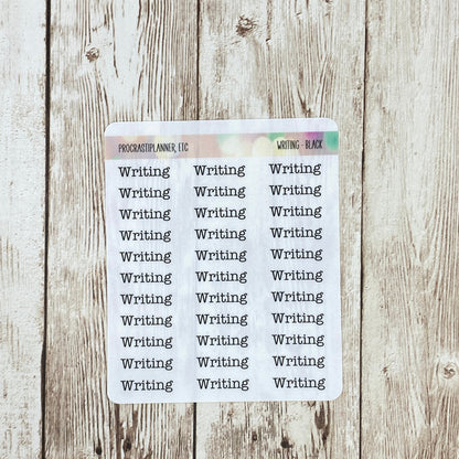 Text Only - Black Writing - Planner Stickers - Clear or White Matte Paper