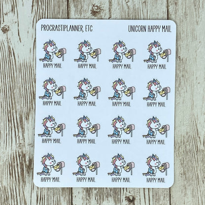 Happy Mail Unicorn Planner Scrapbook Stickers