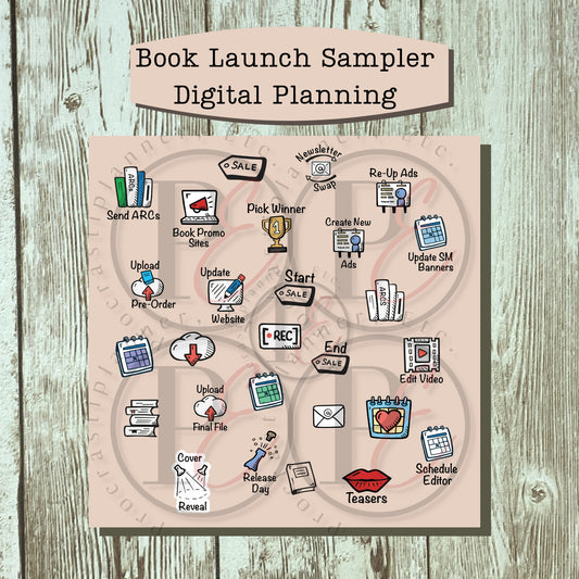Digital Book Launch Planner Stickers - PNG Stickers for Goodnotes or Digital Planning for Writers, Authors