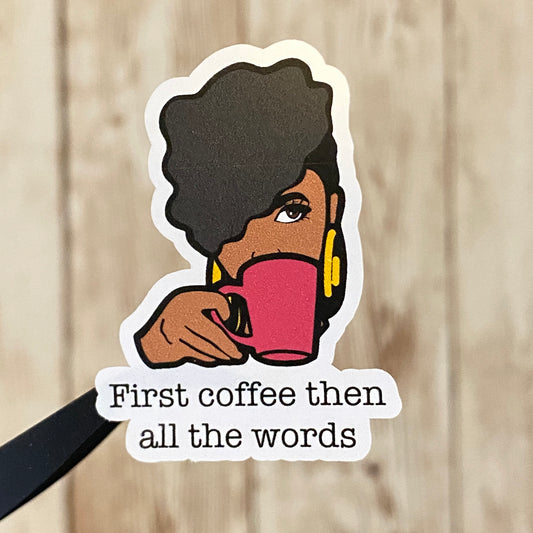First Coffee Planner Stickers, African American, Black Woman, Motivation