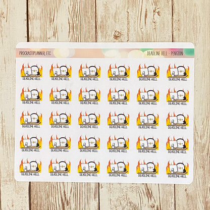 Deadline Hell - Penguin Planner Stickers for Writers, Students