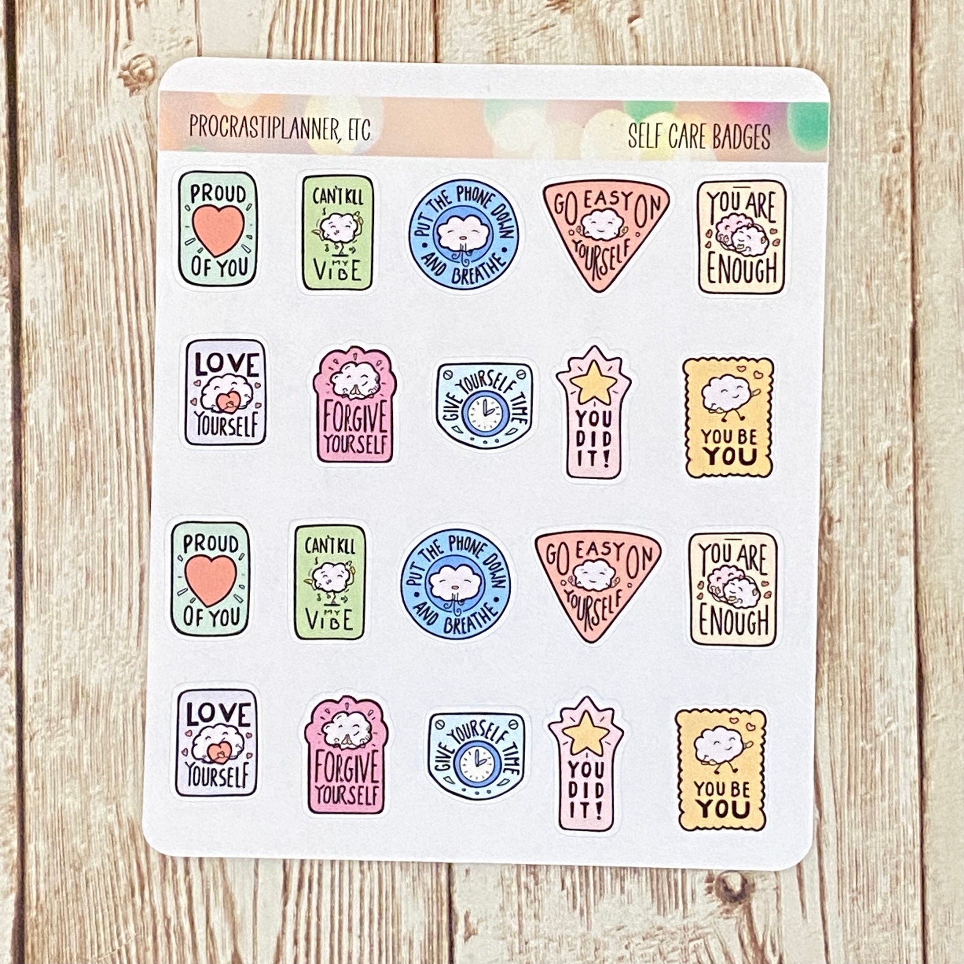 Self-Care Badge Planner Stickers for Habit Tracking or Journaling