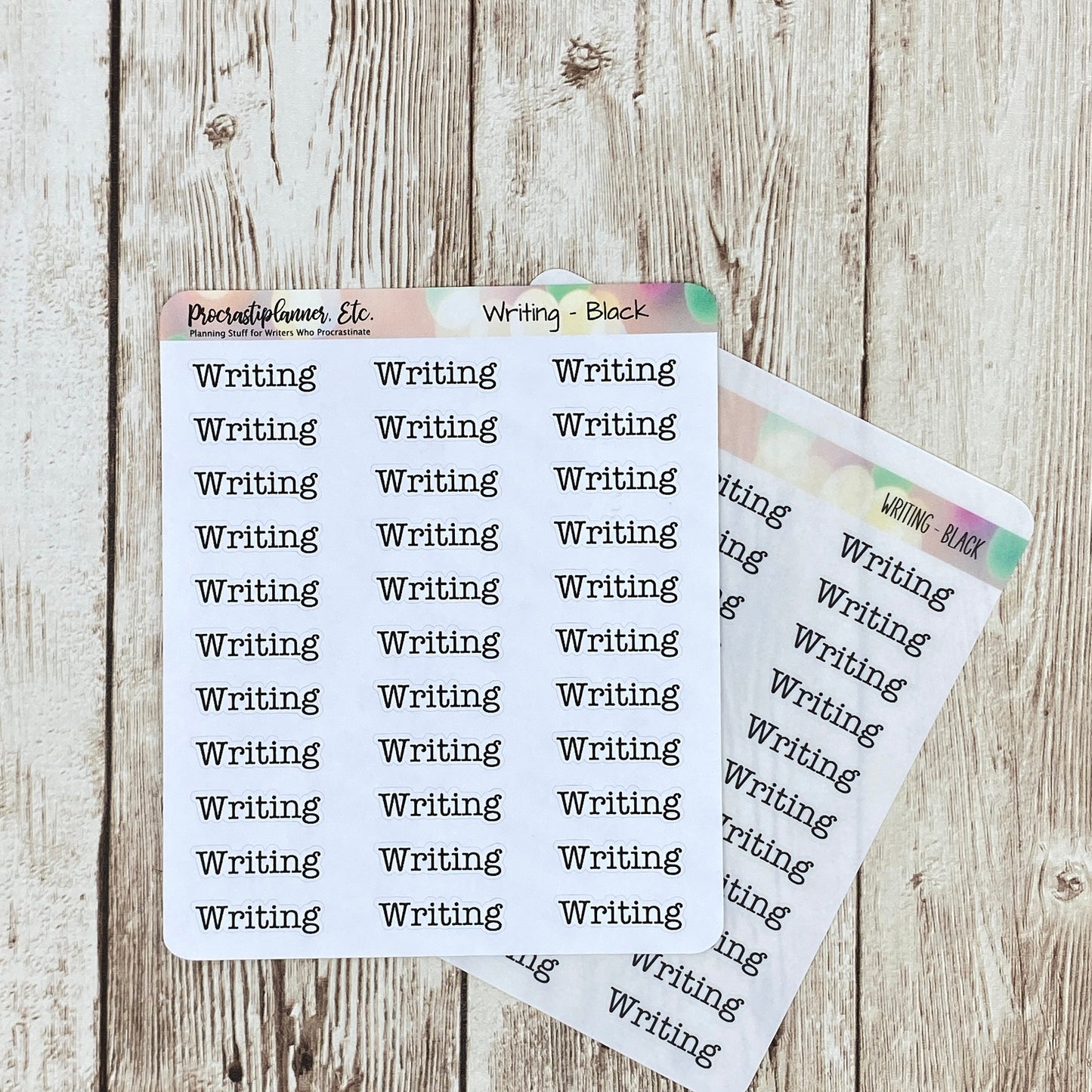 Text Only - Black Writing - Planner Stickers - Clear or White Matte Paper