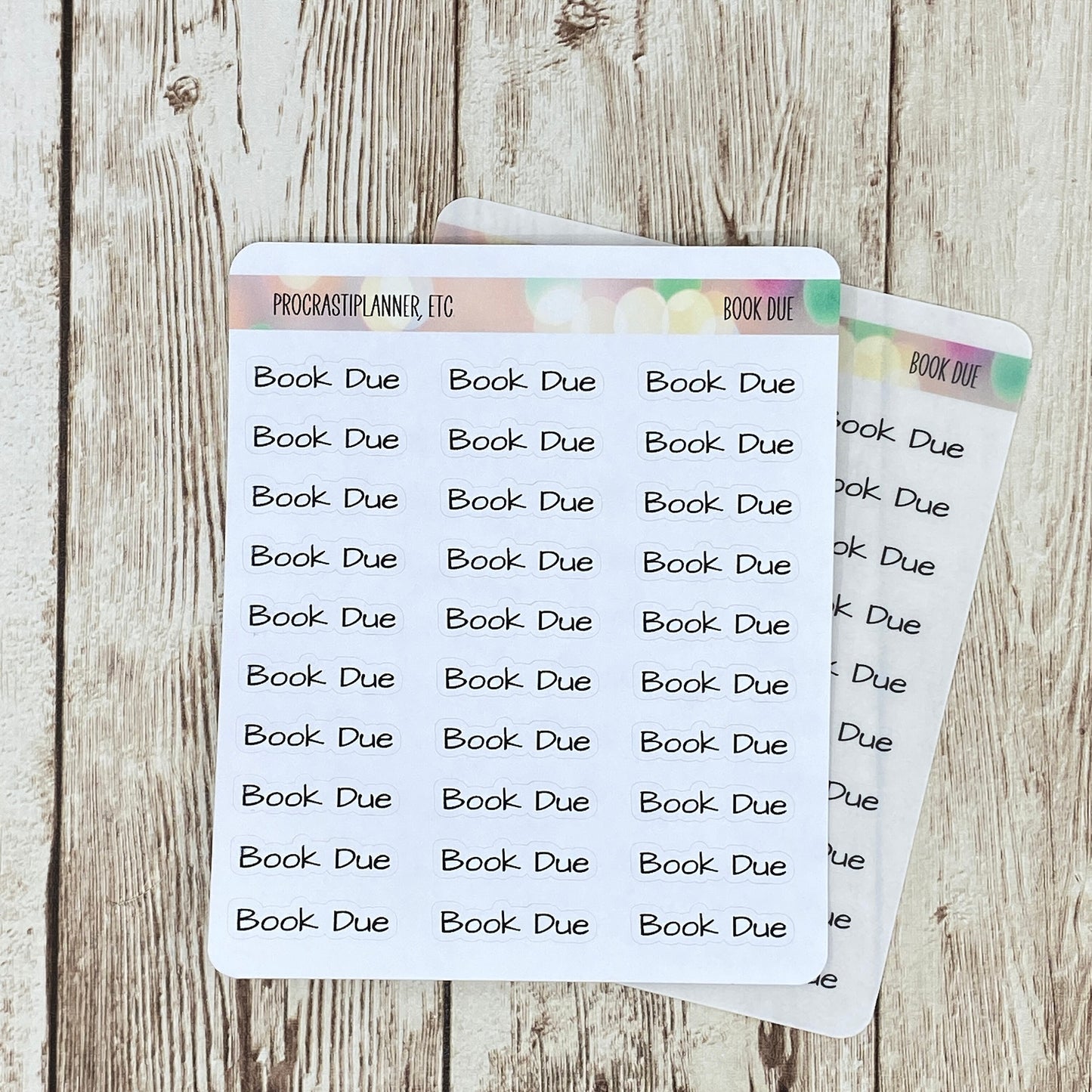 Book Due - Black Text Planning Sticker in White Matte or Clear Matte