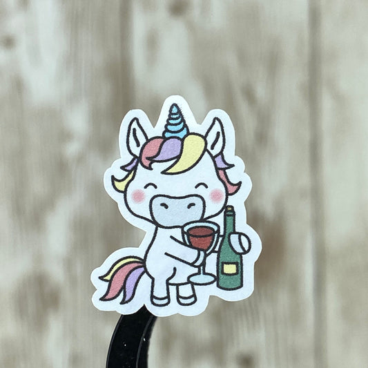 Unicorn Drinking Wine Planner Scrapbook Stickers