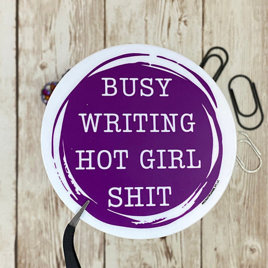 Purple Busy Writing Hot Girl Shit Waterproof Sticker, Decal