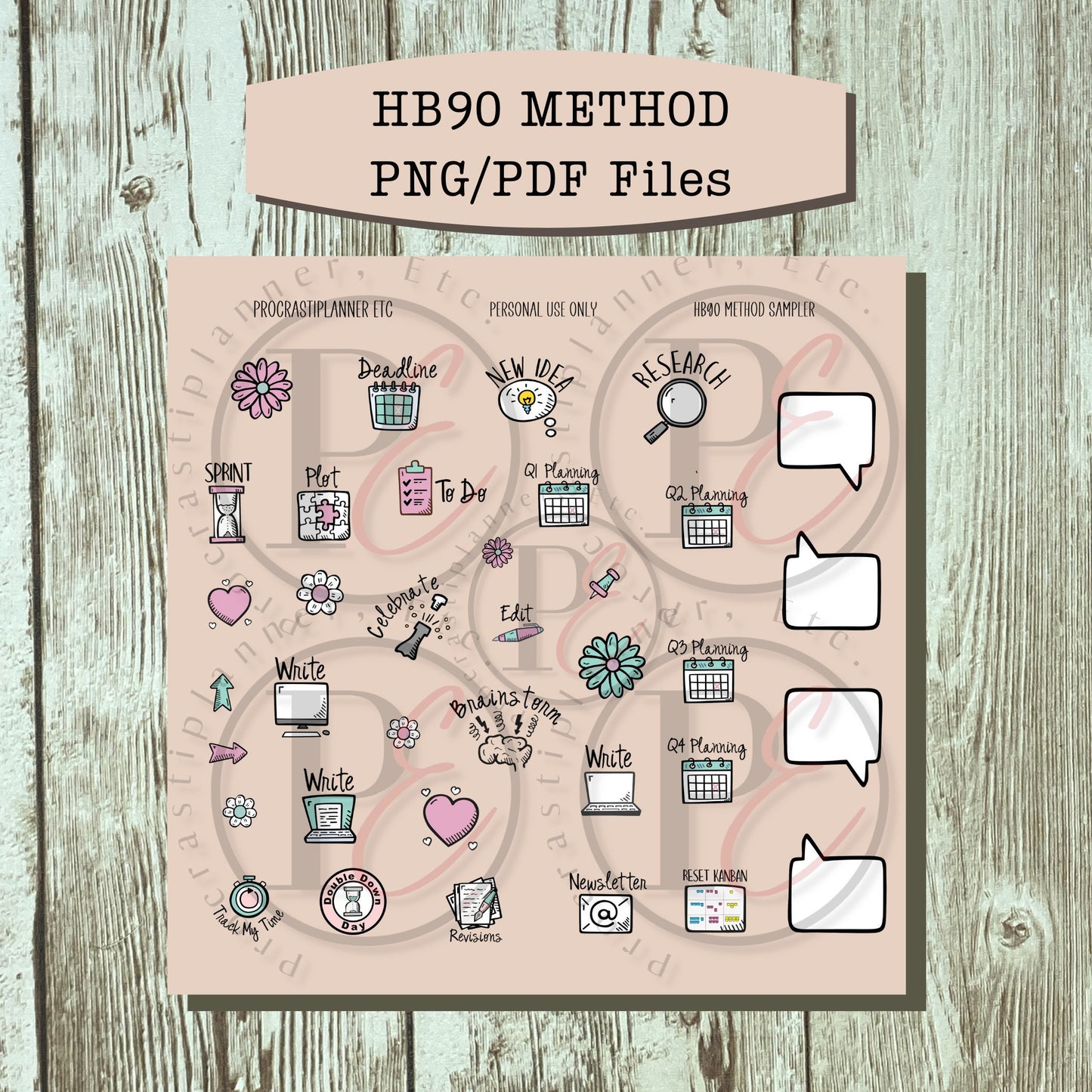 Digital HB90 Collab Sampler - PNG Stickers for Goodnotes or Digital Planning for Writers, Authors