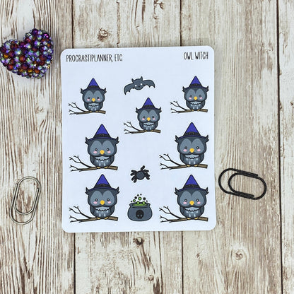 Owl Witch - Halloween Owls Planner Stickers