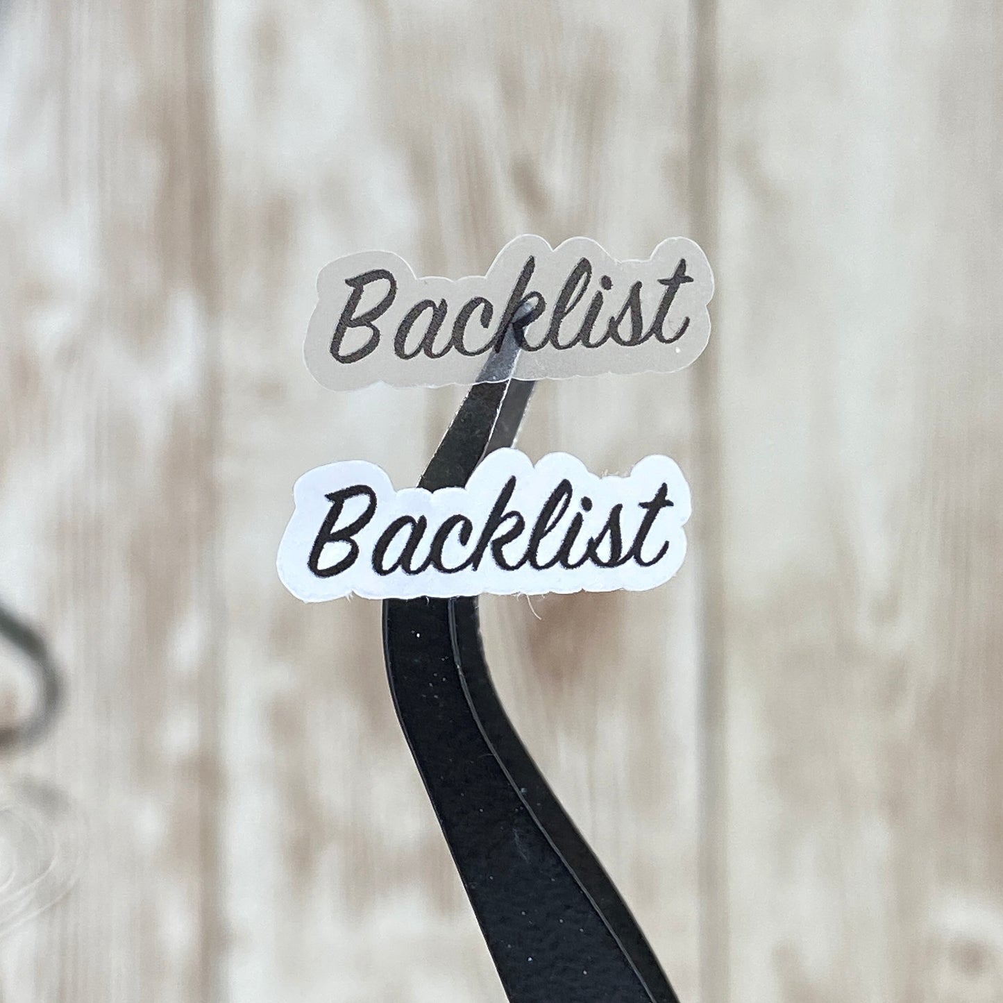 Backlist - Text Only Planner Stickers - Clear or White Matte Paper for Bullet Journals, Notebooks and Planners