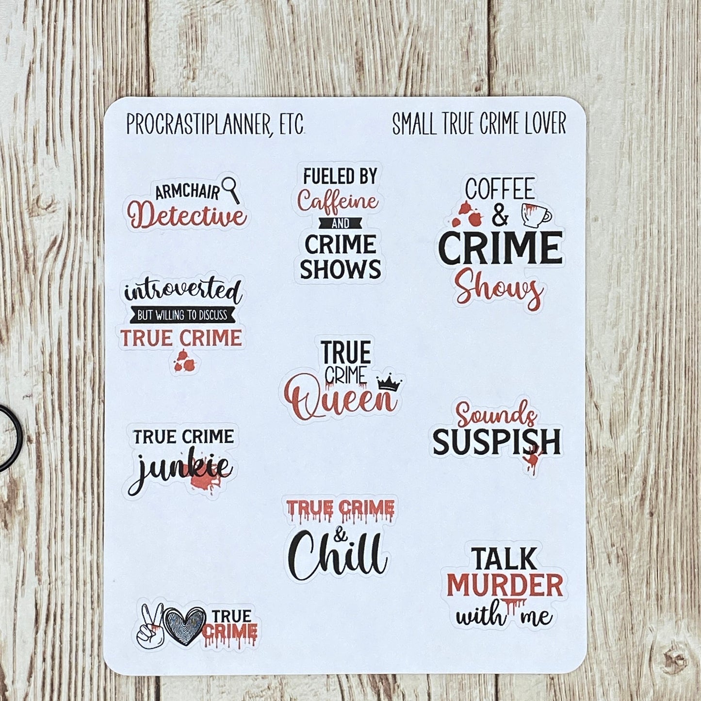 True Crime Lovers Planner Stickers in Large and Small Format