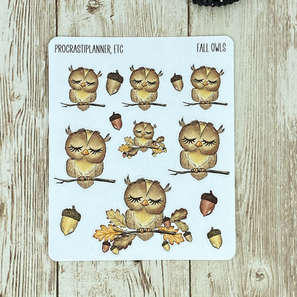 Fall Owl Kiss Cut Planner Stickers