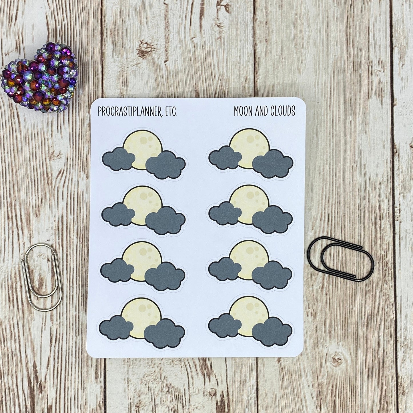 Moon and Clouds Planner Stickers