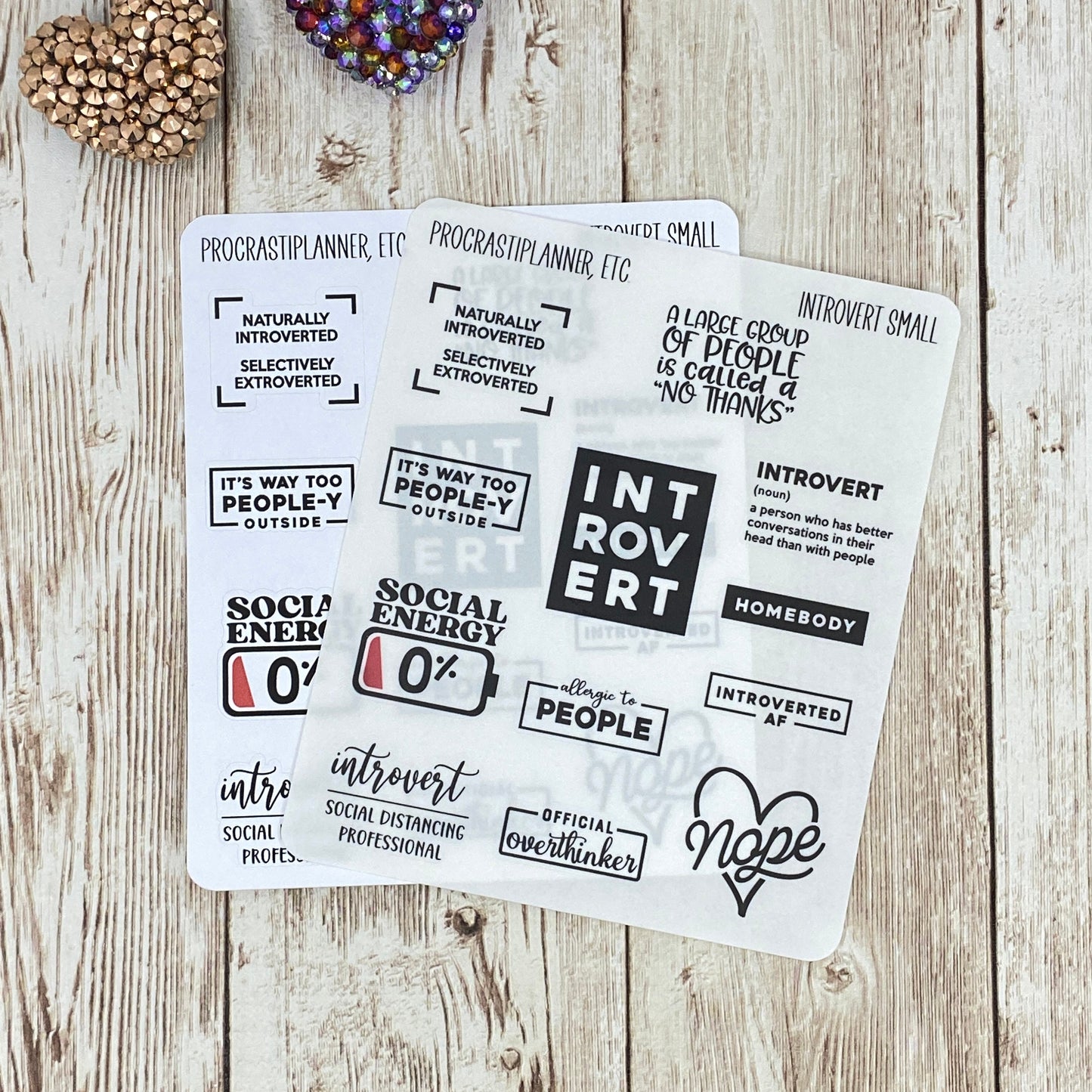 Introvert Quotes Planner Stickers Stickers - Clear or White Matte Paper for Bullet Journals, Notebooks and Planners