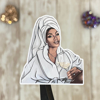 Wine Down - Self-Care Planner Stickers African American Woman