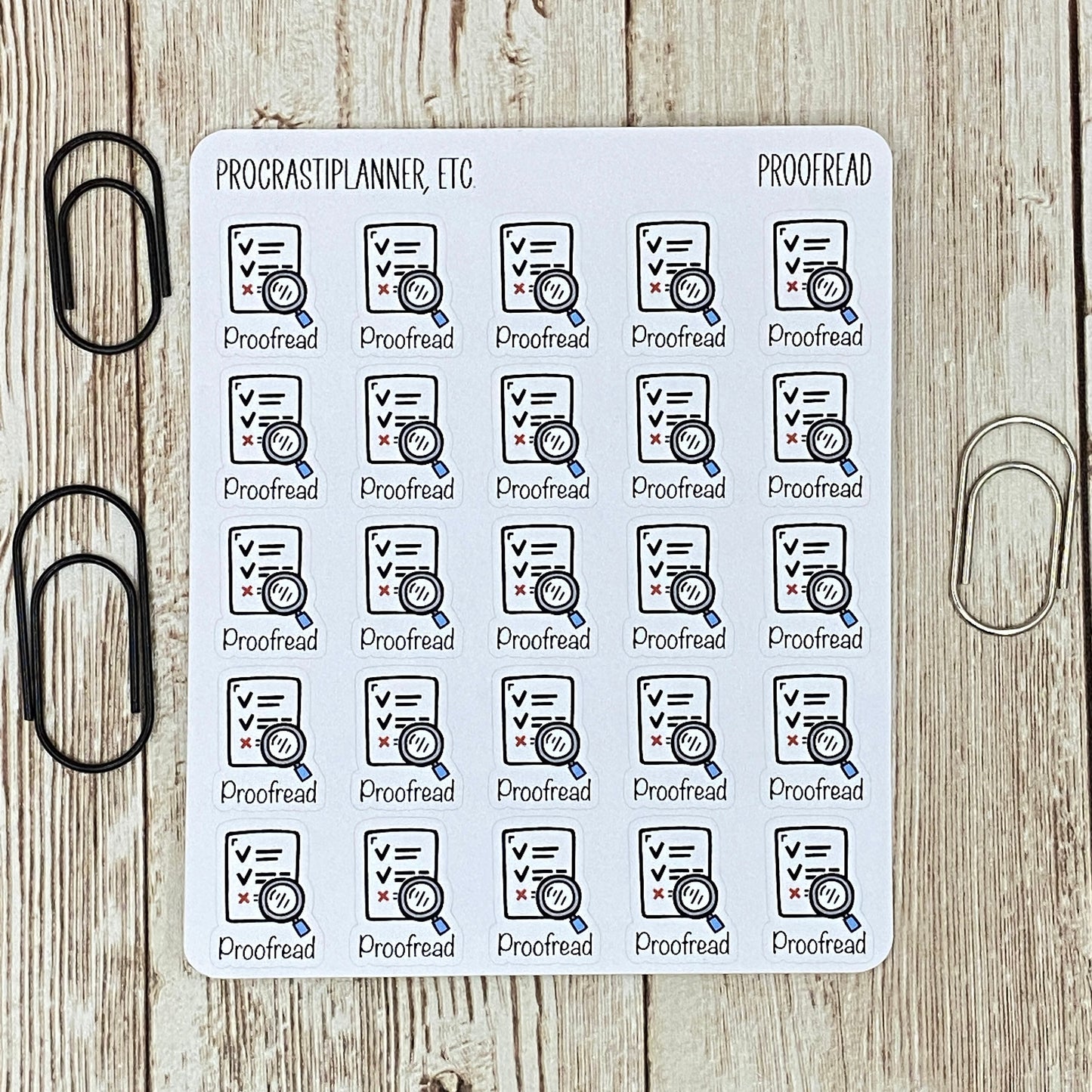 Proofread Icon Planner Stickers for Authors Bloggers Editors
