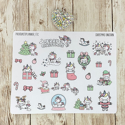 Unicorn Christmas Holiday Planner Planner Stickers